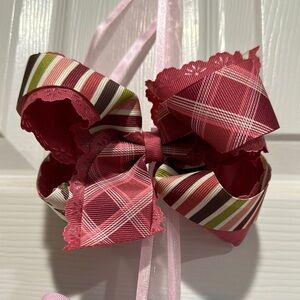 Matilda Jane Pink Plaid Hair Bow for Kids